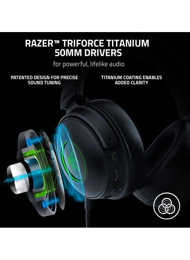 Kraken V3 Pro Wireless Gaming Headset: Haptic Technology, HyperSense, Passive noise cancellation, USB-A Wireless (2.4GHz), 3.5mm Analog, For PC, PS4, PS5, Nintendo Switch, Mobile, Xbox - Black