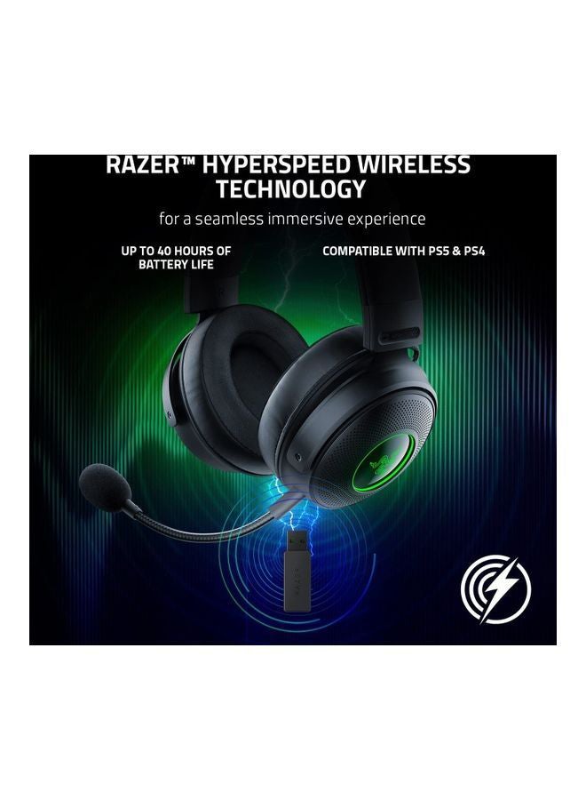 Kraken V3 Pro Wireless Gaming Headset: Haptic Technology, HyperSense, Passive noise cancellation, USB-A Wireless (2.4GHz), 3.5mm Analog, For PC, PS4, PS5, Nintendo Switch, Mobile, Xbox - Black