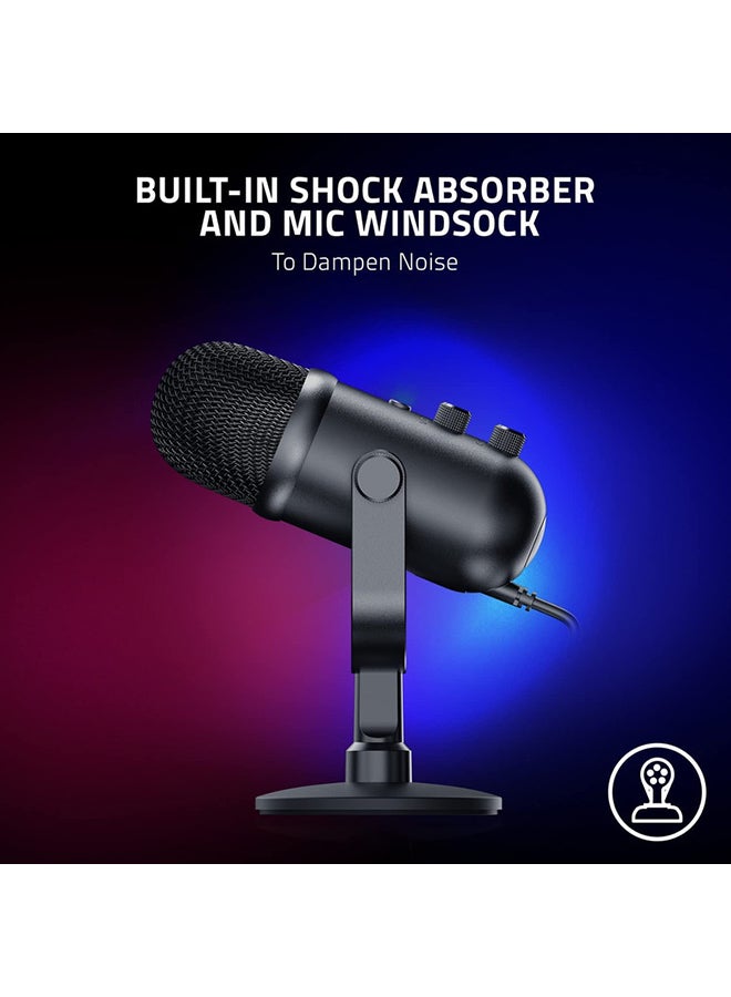 Razer Seiren V2 Pro, Professional-Grade USB Microphone for Streamers, Dynamic Microphone, High Pass Filter, Mic Monitoring, Built in Shock Absorber & Mic Windsock, Gain Control & Mute Button - Black