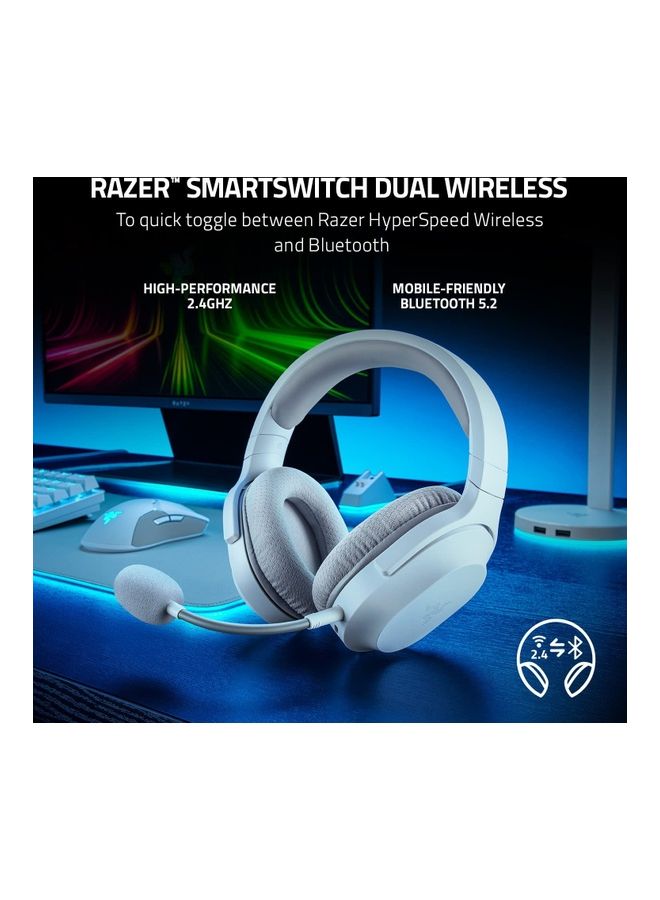 Razer Barracuda X Wireless Gaming & Mobile Headset (PC, Playstation, Switch, Android, iOS): 2022 Model - 2.4GHz Wireless + Bluetooth - Lightweight 250g - 40mm Drivers - 50 Hour Battery - White