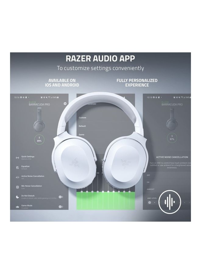 Razer Barracuda X Wireless Gaming & Mobile Headset (PC, Playstation, Switch, Android, iOS): 2022 Model - 2.4GHz Wireless + Bluetooth - Lightweight 250g - 40mm Drivers - 50 Hour Battery - White