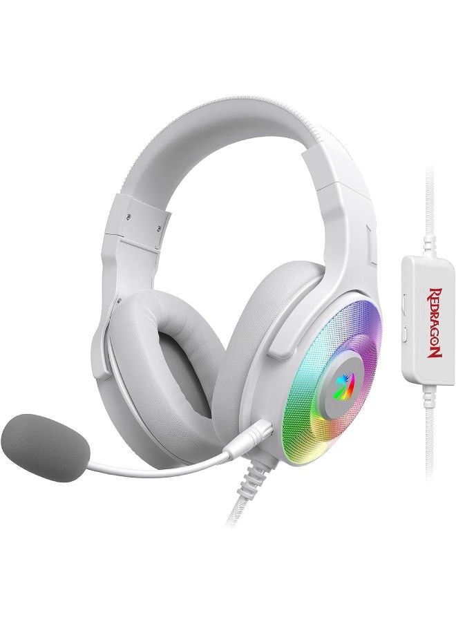 Redragon H350 Pandora RGB USB Gaming Headset With 7.1 Surround Sound And Detachable Microphone - White