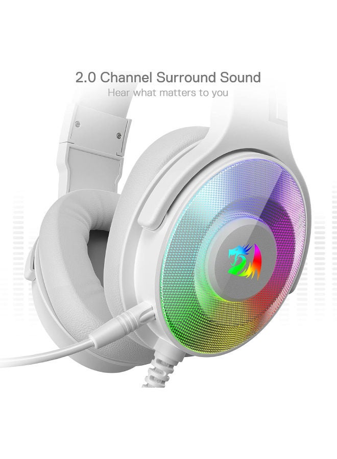 Redragon H350 Pandora RGB USB Gaming Headset With 7.1 Surround Sound And Detachable Microphone - White