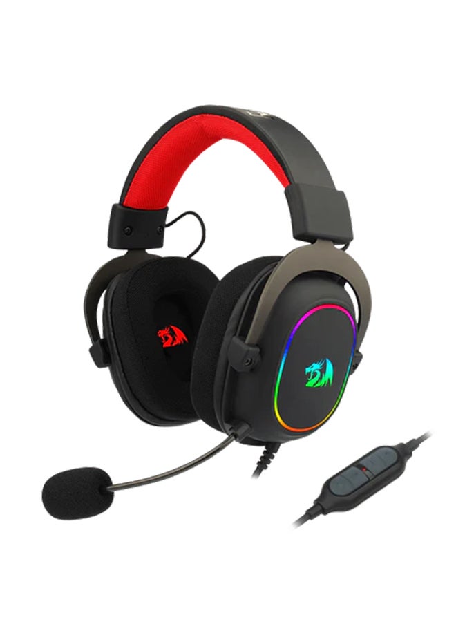 H510-RGB Zeus X Wired Gaming Headset, Ergonomic Design, 7.1 Surround Sound, 53mm Drive, Detachable Microphone & RGB Lights, 3.5mm Cable, USB Control Box & 3.5mm Jack Input, Black | H510-RGB