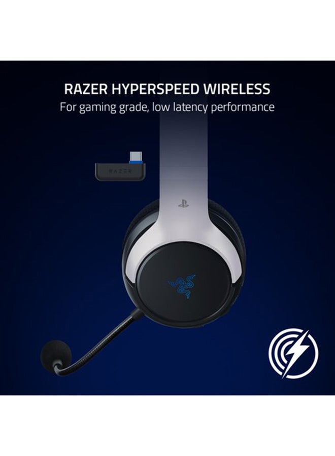 Razer Kaira HyperSpeed Wireless Gaming Headset for Playstation 5 / PS5, PS4, PC, Mobile: 50mm Drivers - HyperClear Cardioid Mic - Memory Foam Cushions - Bluetooth - 30 Hr Battery - White & Black