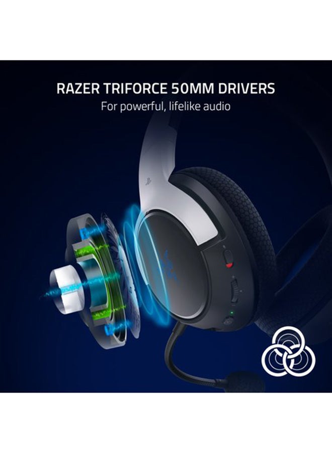 Razer Kaira HyperSpeed Wireless Gaming Headset for Playstation 5 / PS5, PS4, PC, Mobile: 50mm Drivers - HyperClear Cardioid Mic - Memory Foam Cushions - Bluetooth - 30 Hr Battery - White & Black