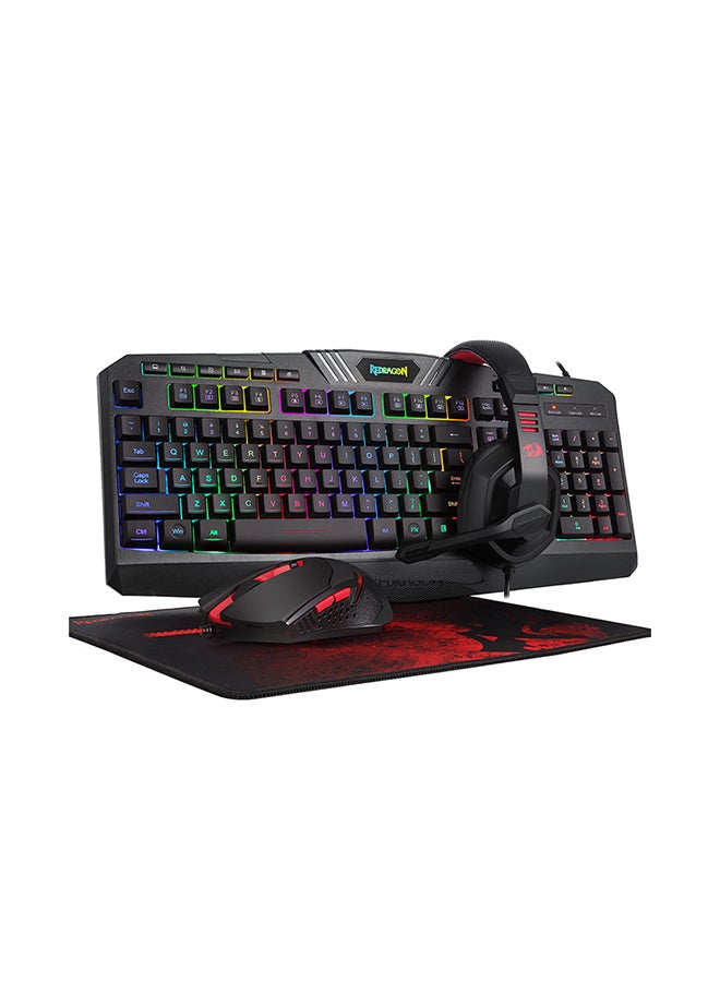 4in1 Combo Backlit Gaming Mouse, Gaming Keyboard, Large Gaming Mouse Pad, PC Computer Gaming Headset with Microphone Combo, RGB LED Backlit 104 Key Gaming Keyboard | S101-BA-2