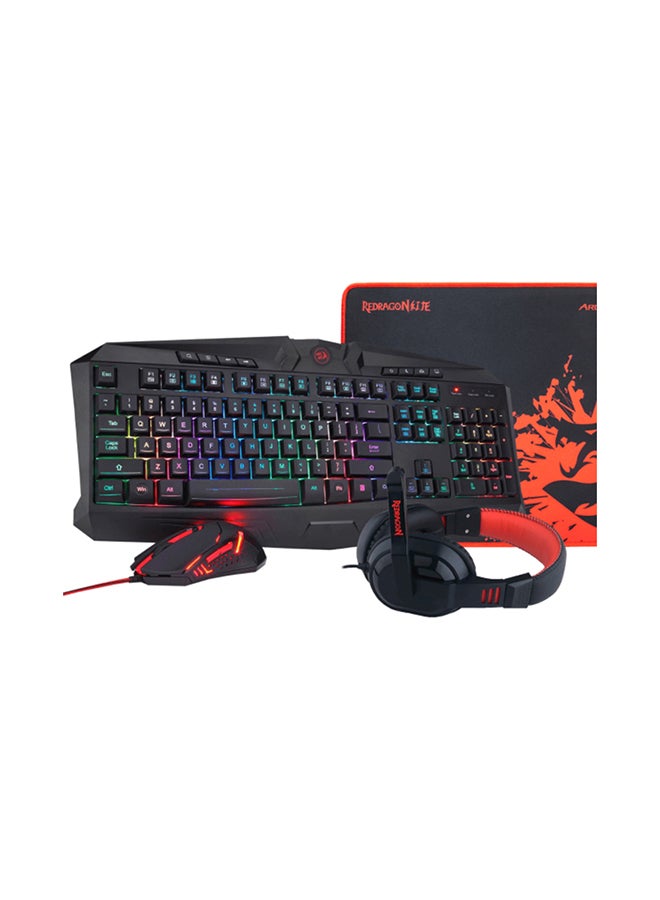 4in1 Combo Backlit Gaming Mouse, Gaming Keyboard, Large Gaming Mouse Pad, PC Computer Gaming Headset with Microphone Combo, RGB LED Backlit 104 Key Gaming Keyboard | S101-BA-2