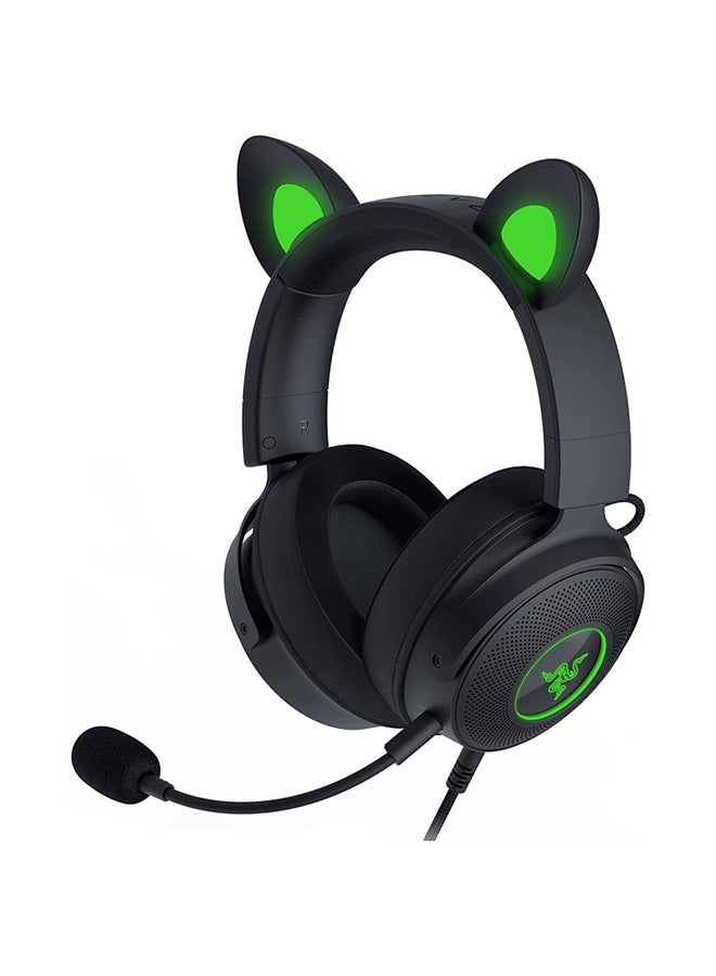 Kraken Kitty V2 Pro Wired RGB Gaming Headset: Interchangeable Kitty, Bear, and Bunny Ears, Stream Reactive Lighting, Detachable HyperClear Cardioid Mic, For PC, PS4, PS5, Nintendo Switch - Black