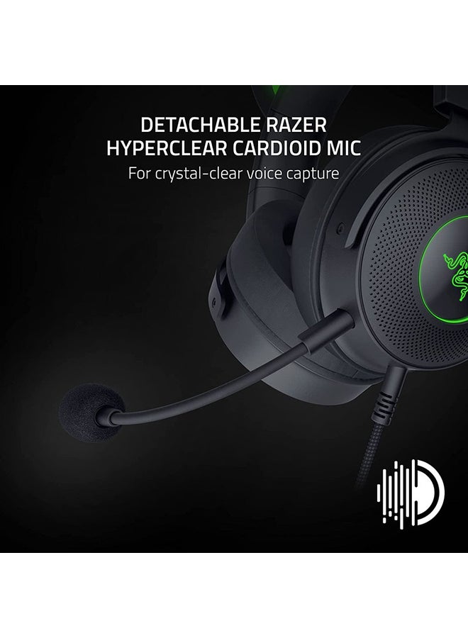 Kraken Kitty V2 Pro Wired RGB Gaming Headset: Interchangeable Kitty, Bear, and Bunny Ears, Stream Reactive Lighting, Detachable HyperClear Cardioid Mic, For PC, PS4, PS5, Nintendo Switch - Black