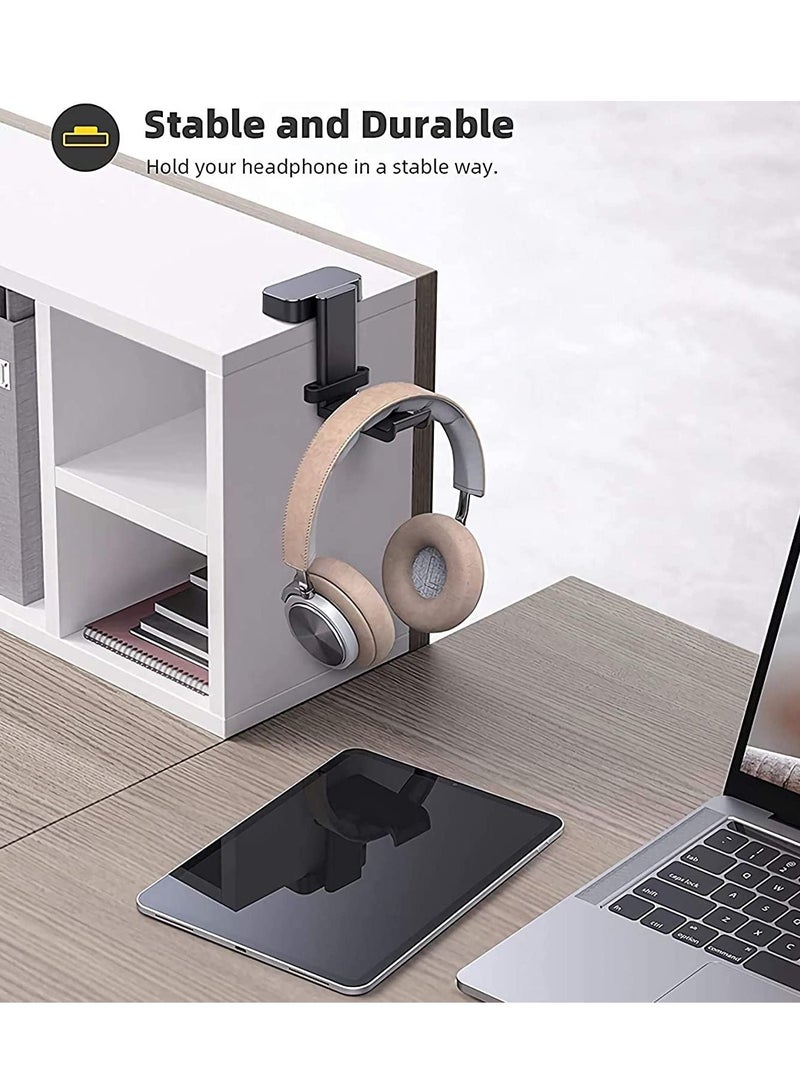 Headphone Stand, Swivels Headset Hanger - Adjustable Desktop Earphone Holder Hook Mount for Gaming Headset, Kids Headphones, Wired Headphones, for Sony, Sennheiser, Beats, Xbox, etc - Black