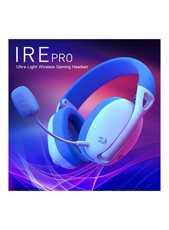 H848B IRE Pro Headphones, Tri-Mode Connection, 40mm Driver Size, 7.1 Virtual Surround, Detachable Microphone, 2.4G/BT/Wired Connectivity, White/Blue | H848B