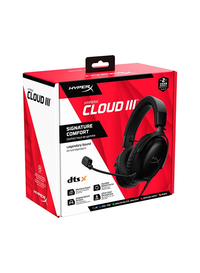 Cloud III – Wired Gaming Headset, PC, PS5, Xbox Series X|S, Angled 53mm Drivers, DTS, Memory Foam, Durable Frame, Ultra-Clear 10mm Mic, USB-C, USB-A With 3.5mm