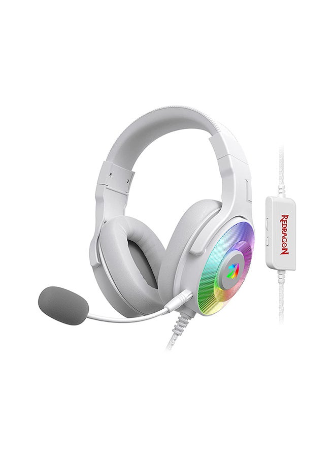 Pandora white, Virtual 7.1 RGB Gaming headset w/adapter