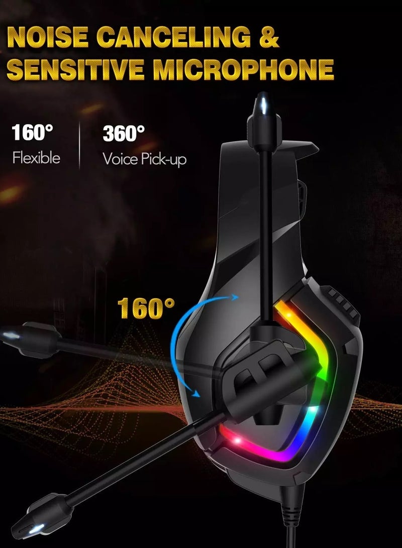 K1B Gaming Wired Headset With Microphone For PS4/PS5/XOne/XSeries/NSwitch/PC