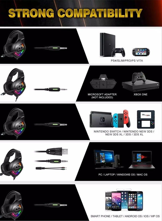 K1B Gaming Wired Headset With Microphone For PS4/PS5/XOne/XSeries/NSwitch/PC
