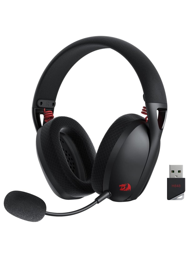 H848 IRE Pro Headphones, Tri-Mode Connection, 40mm Driver Size, 7.1 Virtual Surround, Detachable Microphone, 2.4G/BT/Wired Connectivity, Black | H848