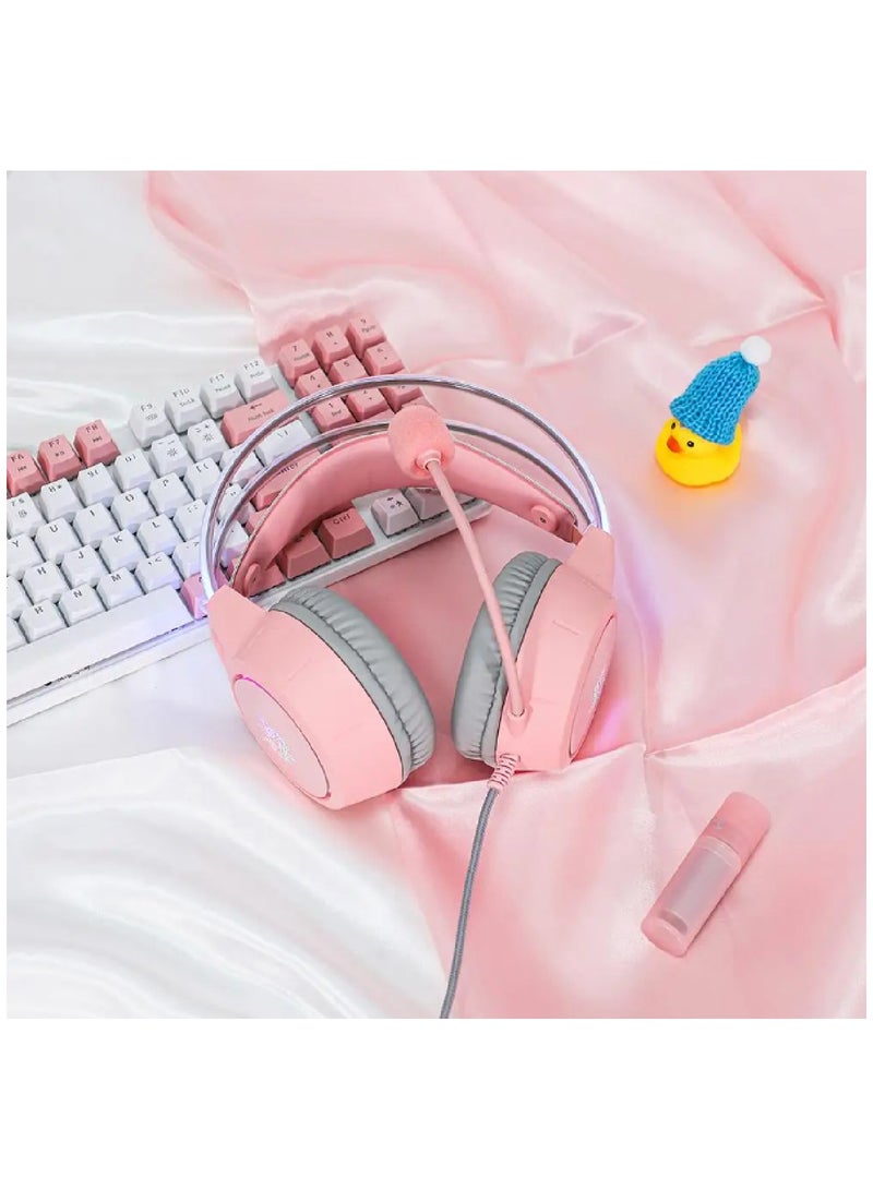 Gaming Headset With Mic Lightweight Headphones Rgb Aluminum Frame Noise Reduction Surround Sound Compatible PS4 PS5 Xbox One PC Mobile Phone