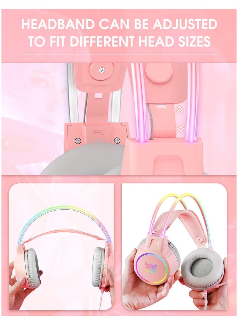 Gaming Headset With Mic Lightweight Headphones Rgb Aluminum Frame Noise Reduction Surround Sound Compatible PS4 PS5 Xbox One PC Mobile Phone