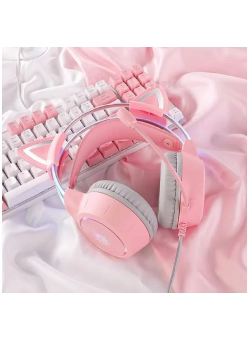 Gaming Headset With Mic Lightweight Headphones Rgb Aluminum Frame Noise Reduction Surround Sound Compatible PS4 PS5 Xbox One PC Mobile Phone