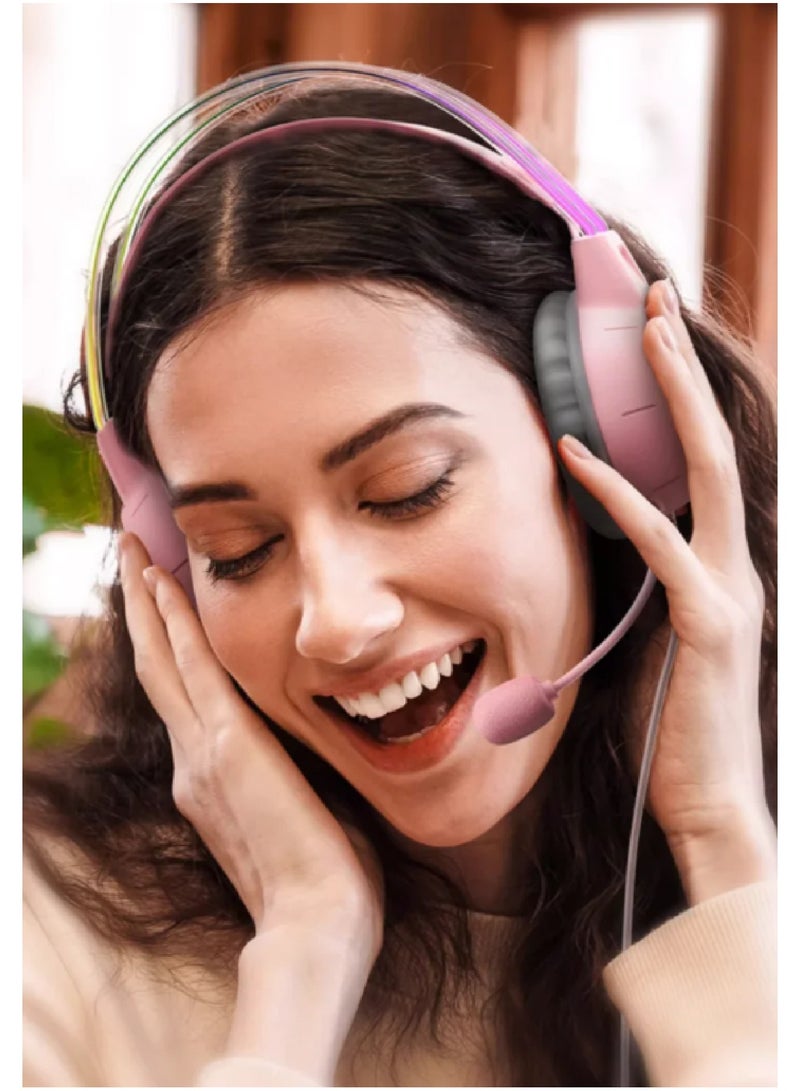 Gaming Headset With Mic Lightweight Headphones Rgb Aluminum Frame Noise Reduction Surround Sound Compatible PS4 PS5 Xbox One PC Mobile Phone