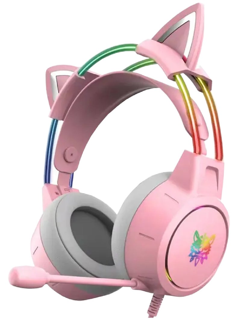 Gaming Headset With Mic Lightweight Headphones Rgb Aluminum Frame Noise Reduction Surround Sound Compatible PS4 PS5 Xbox One PC Mobile Phone