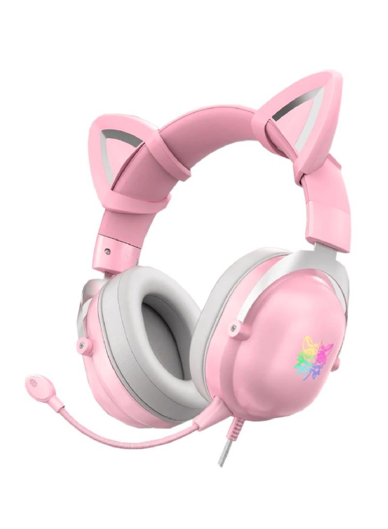 Gaming Headset With Mic Lightweight Headphones Rgb Aluminum Frame Noise Reduction Surround Sound Compatible PS4 PS5 Xbox One PC Mobile Phone