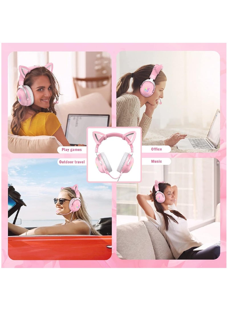 Gaming Headset With Mic Lightweight Headphones Rgb Aluminum Frame Noise Reduction Surround Sound Compatible PS4 PS5 Xbox One PC Mobile Phone