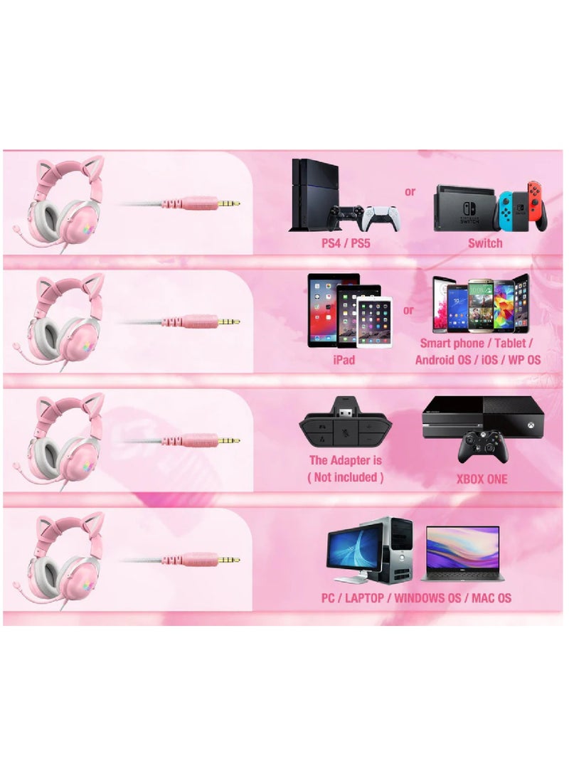 Gaming Headset With Mic Lightweight Headphones Rgb Aluminum Frame Noise Reduction Surround Sound Compatible PS4 PS5 Xbox One PC Mobile Phone