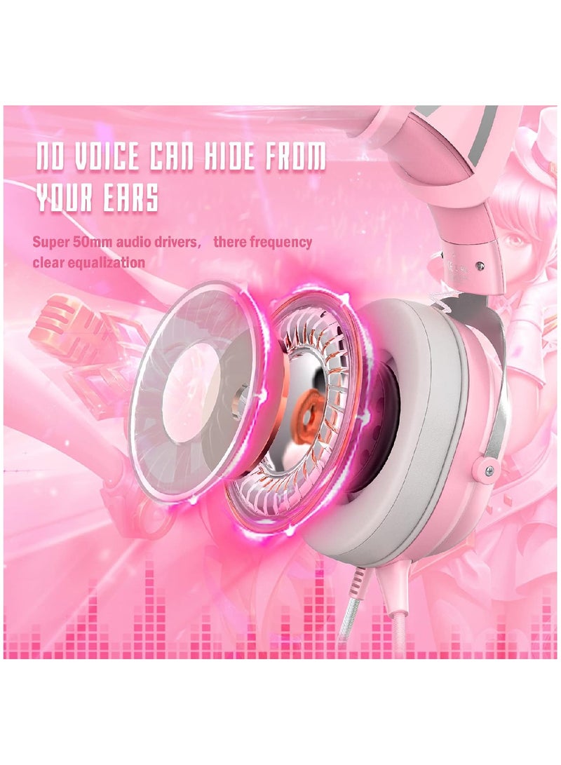 Gaming Headset With Mic Lightweight Headphones Rgb Aluminum Frame Noise Reduction Surround Sound Compatible PS4 PS5 Xbox One PC Mobile Phone