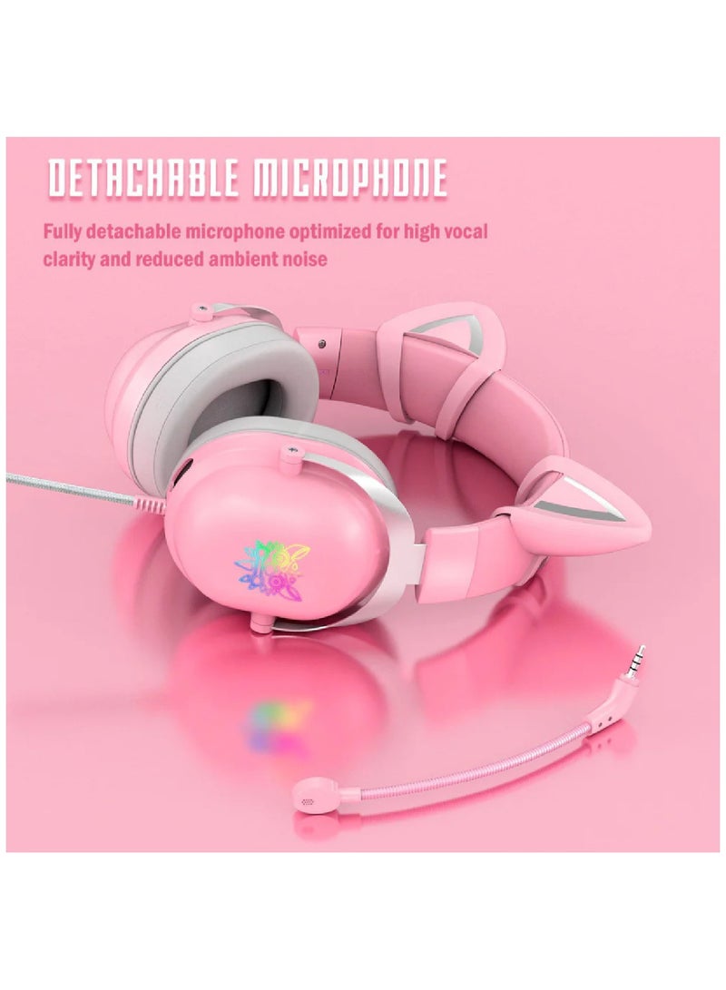 Gaming Headset With Mic Lightweight Headphones Rgb Aluminum Frame Noise Reduction Surround Sound Compatible PS4 PS5 Xbox One PC Mobile Phone