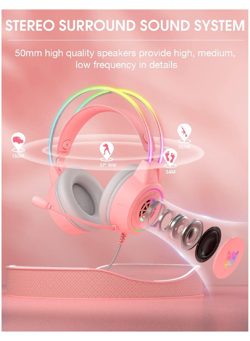 Gaming Wired Headset With Microphone For PS4 PS5 XOne XSeries NSwitch PC