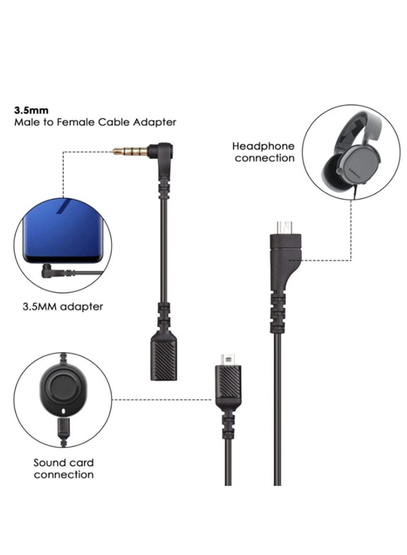 Arctis Pro Headset Cable Replacement Audio Wire for SteelSeries Arctis 3, Arctis 5, Arctis 7 Gaming Earphones Headphones (Included 3.5mm Stereo Converter Cable)