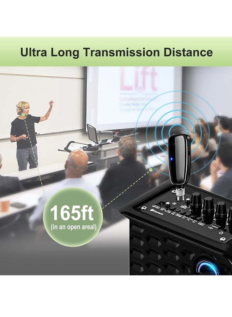 UHF Wireless Microphone Headset System, Dual Headset with 165FT Range, Ideal for Voice Amplifiers, PA Systems, Fitness Classes, and Church Events