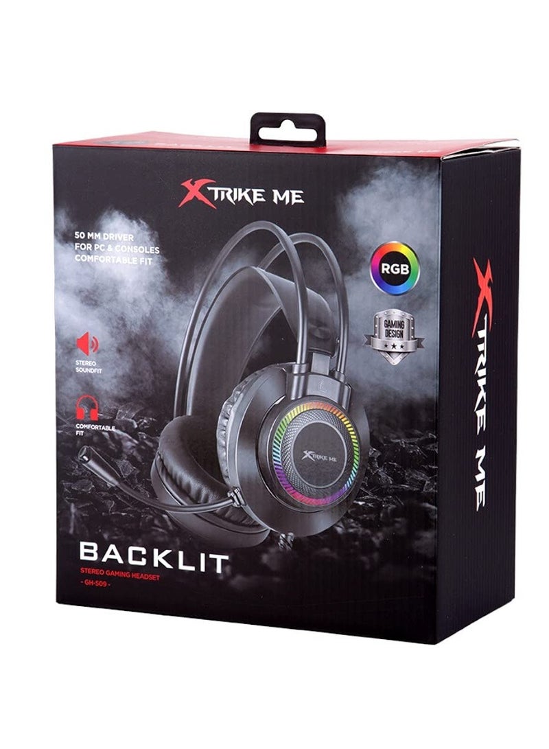 Gaming Headset GH-509 Wired Stereo Gaming Headset Black-Wired Gaming Headphone with Crystal Clear Microphone for PS5 PS4 PC and Switch