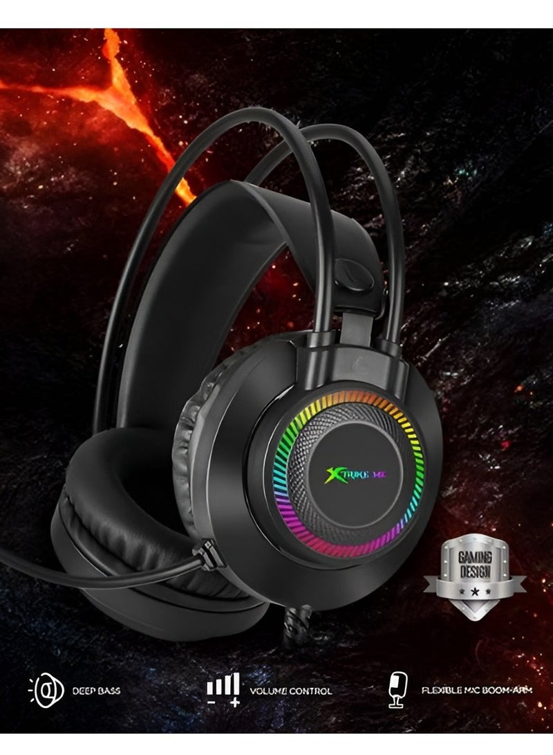 Gaming Headset GH-509 Wired Stereo Gaming Headset Black-Wired Gaming Headphone with Crystal Clear Microphone for PS5 PS4 PC and Switch