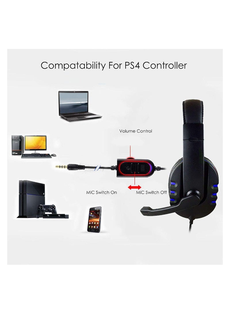 Gaming Headphone Surround Sound Capable Lightweight Frame Bendable Cardioid Microphone For PC And PS4