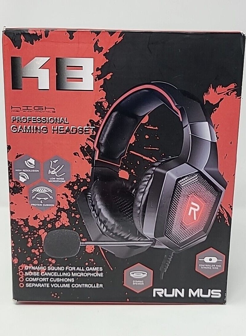 K8 Gaming Wired Headset With Microphone For PS4/PS5/ZOne/X Series/Switch/PC