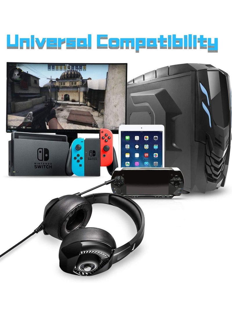 Onikuma K6 RGB Gaming Headset Stereo Sound Noise Canceling, Soft Breathing Earmuffs, for PS4, PC, Xbox, Nintendo Switch - Black