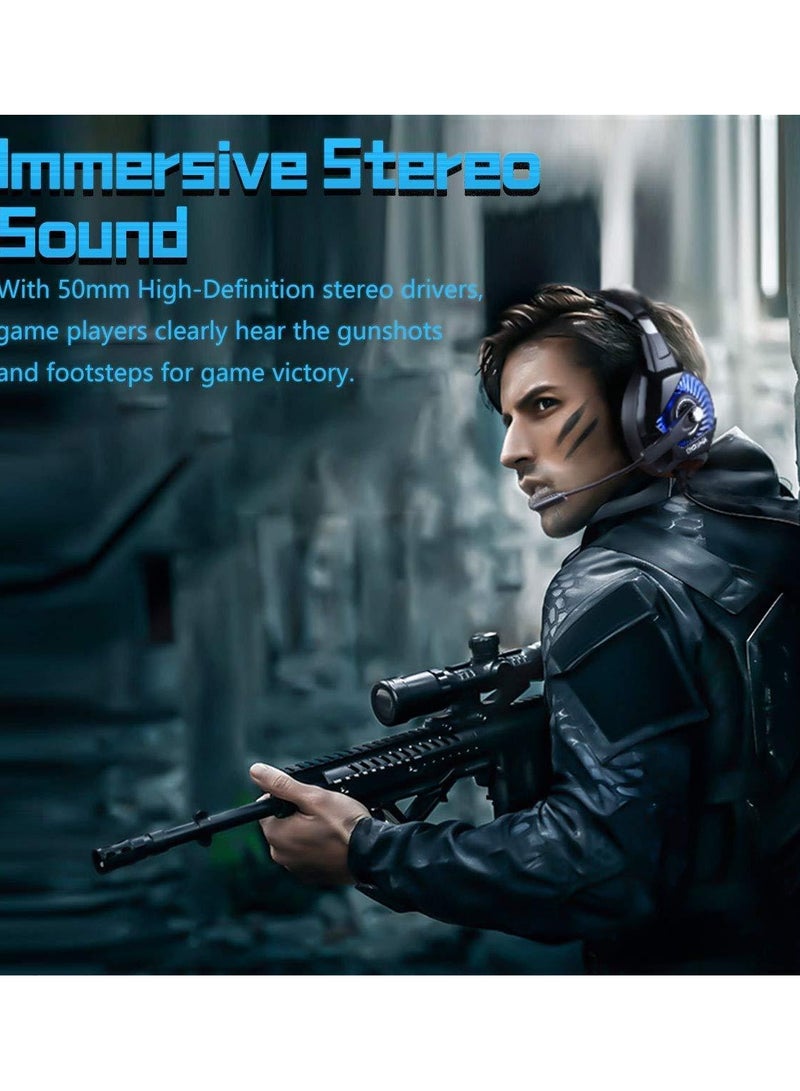 Onikuma K6 RGB Gaming Headset Stereo Sound Noise Canceling, Soft Breathing Earmuffs, for PS4, PC, Xbox, Nintendo Switch - Black