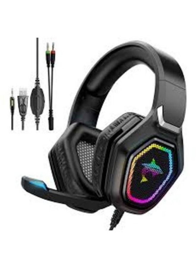 Onikuma K10 Gaming Headset with Surround Sound Pro Noise Canceling Gaming Headphones with Mic & RGB LED Light