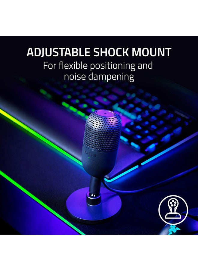 Razer Seiren V3 Mini USB Microphone, Condenser Mic, Supercardioid Pickup Pattern, Tap-to-Mute Sensor with LED Indicator, Shock Absorber, Ultra Compact, PC, Discord, OBS Studio, XSplit - Black