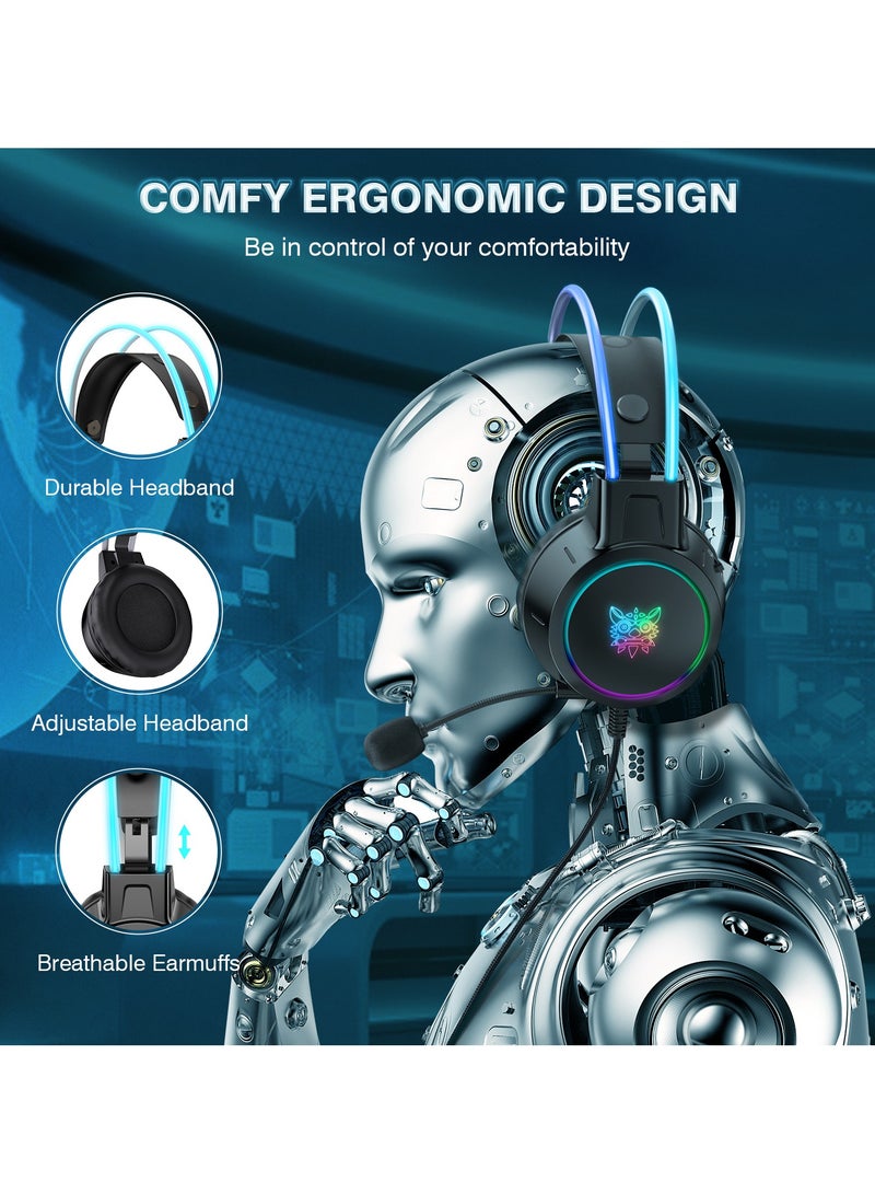X15 Pro Wired Over-Ear Gaming Headphones with Mic and LED Light for  PS4/PS5/XOne/XSeries/NSwitch/PC,Black