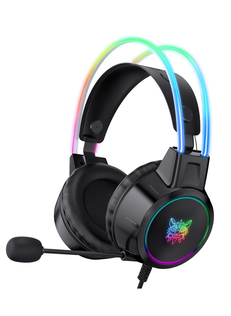 X15 Pro Wired Over-Ear Gaming Headphones with Mic and LED Light for  PS4/PS5/XOne/XSeries/NSwitch/PC,Black