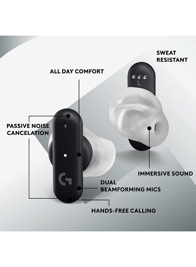 Logitech G FITS True Wireless Gaming Earbuds, Custom Moulded Fit, LIGHTSPEED + Bluetooth, Four Beamforming Microphones, PC, Mac, PS5, PS4, Mobile, Nintendo Switch - Black