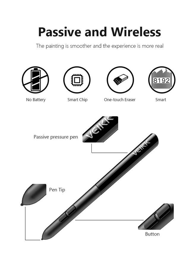 Professional Graphics Drawing Tablet Black