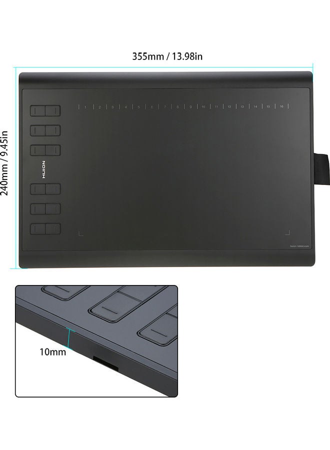 Professional Graphics Drawing Tablet Black