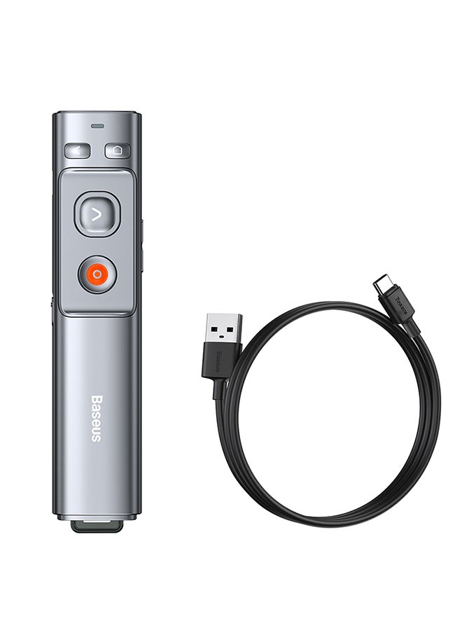 Rechargeable Professional Orange Dot Wireless Presenter Laser Pointer- Grey