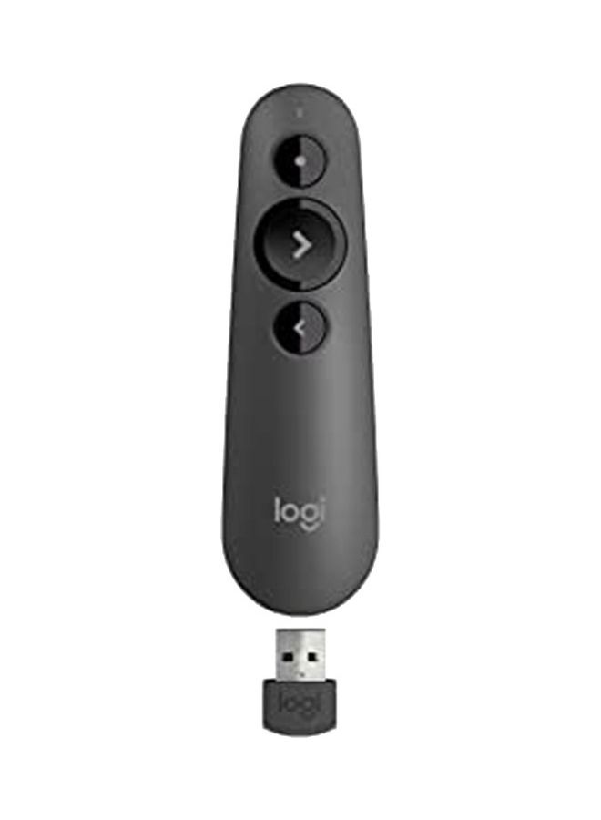 R500s Laser Presentation Remote, Bluetooth / 2.4GHz Wireless Connection, 20m Range, Integrated Laser Pointer, 910-005843 Graphite