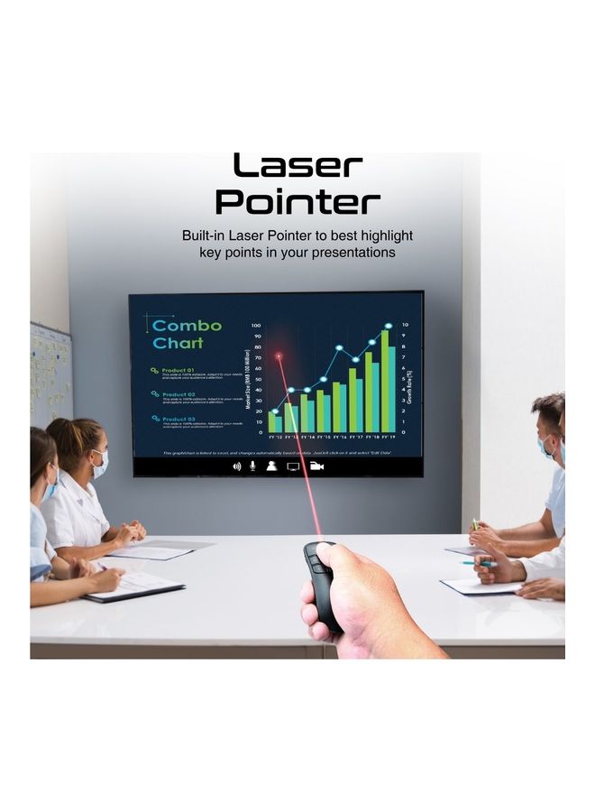 Laser Pointer Presenter, Universal Dual Dongle USB-C and USB-A PPT Presentation Presenter, 10m Working Range and Button Controls for Mac OS, Windows, ProPointer Black